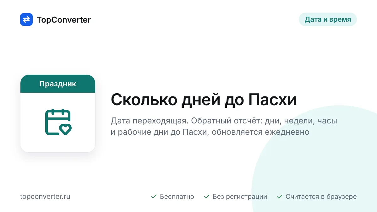 Сколько дней до Пасхи 2027 — точный счётчик онлайн