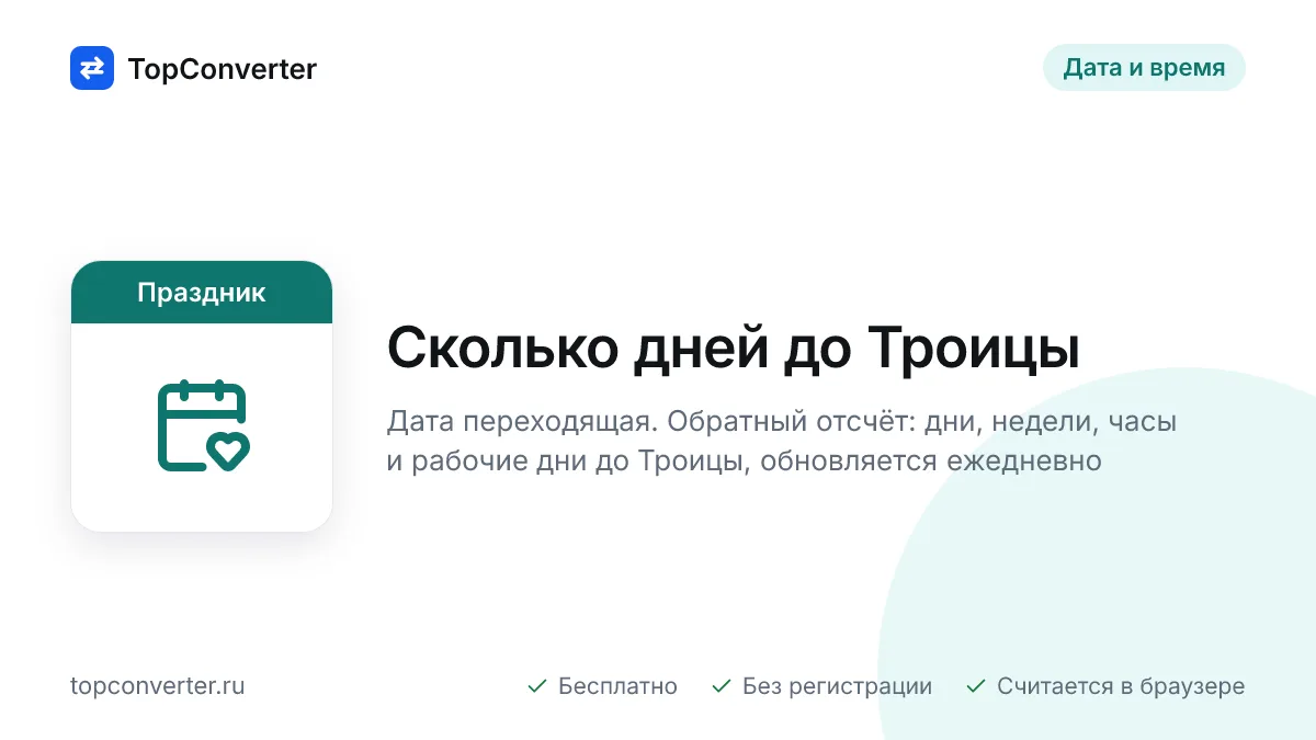 Сколько дней до Троицы 2027 — точный счётчик онлайн