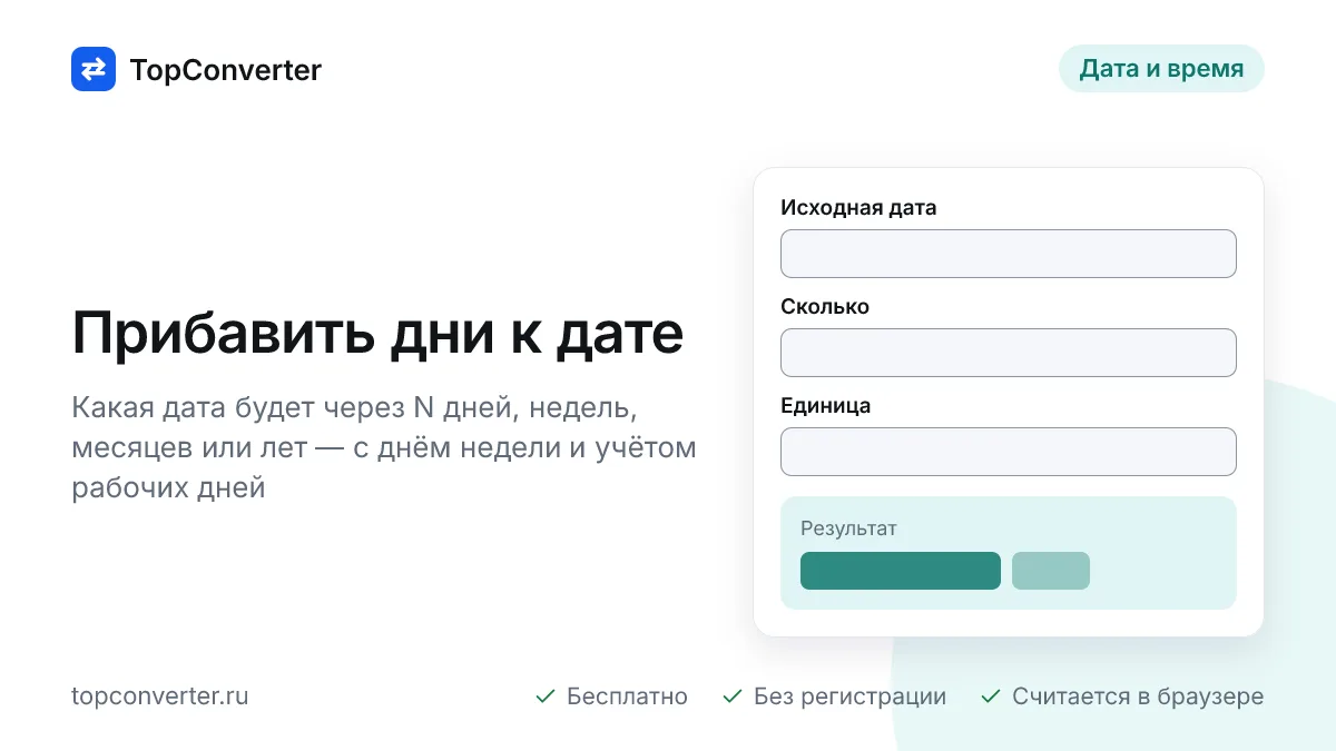 Прибавить или вычесть дни к дате — дата через N дней