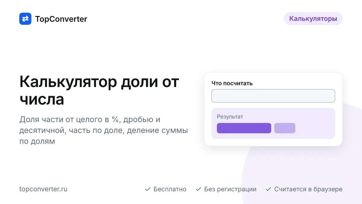 Доля от числа — калькулятор: сколько составляет X от Y