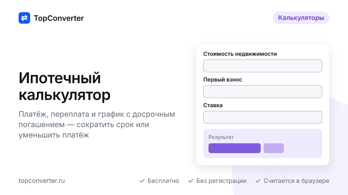 Ипотечный калькулятор с досрочным погашением и графиком