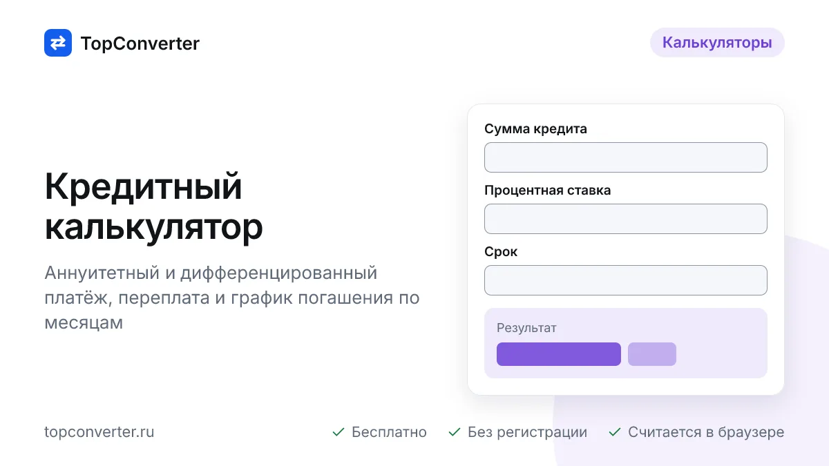 Кредитный калькулятор онлайн — платёж, переплата, график