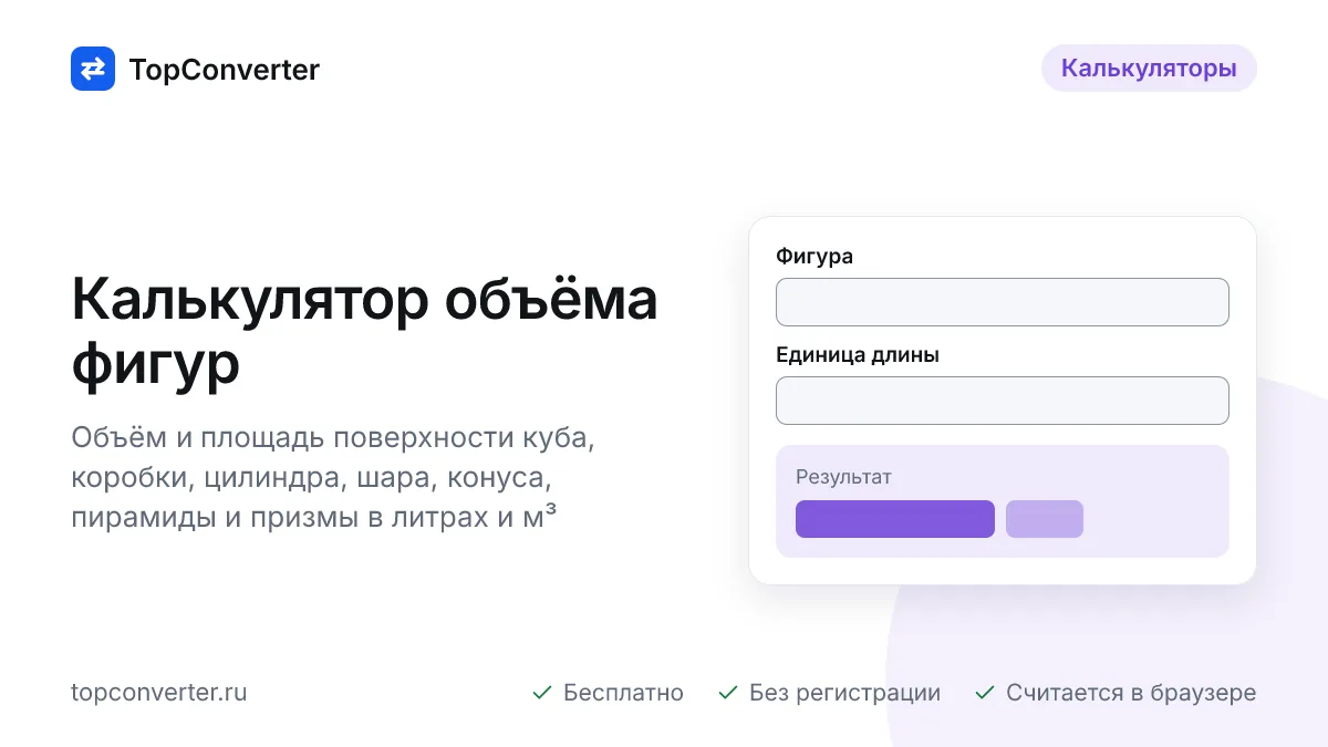 Калькулятор объёма фигур онлайн — куб, цилиндр, шар, конус