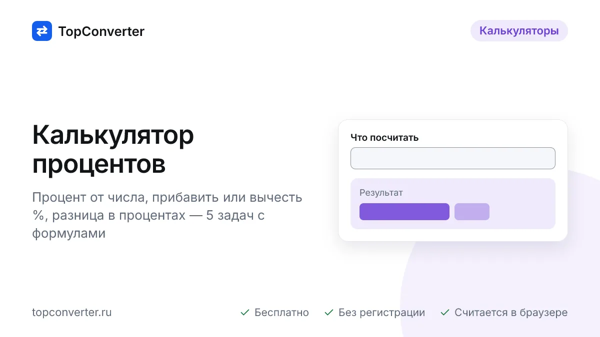 Калькулятор процентов онлайн — от числа, прибавить, вычесть