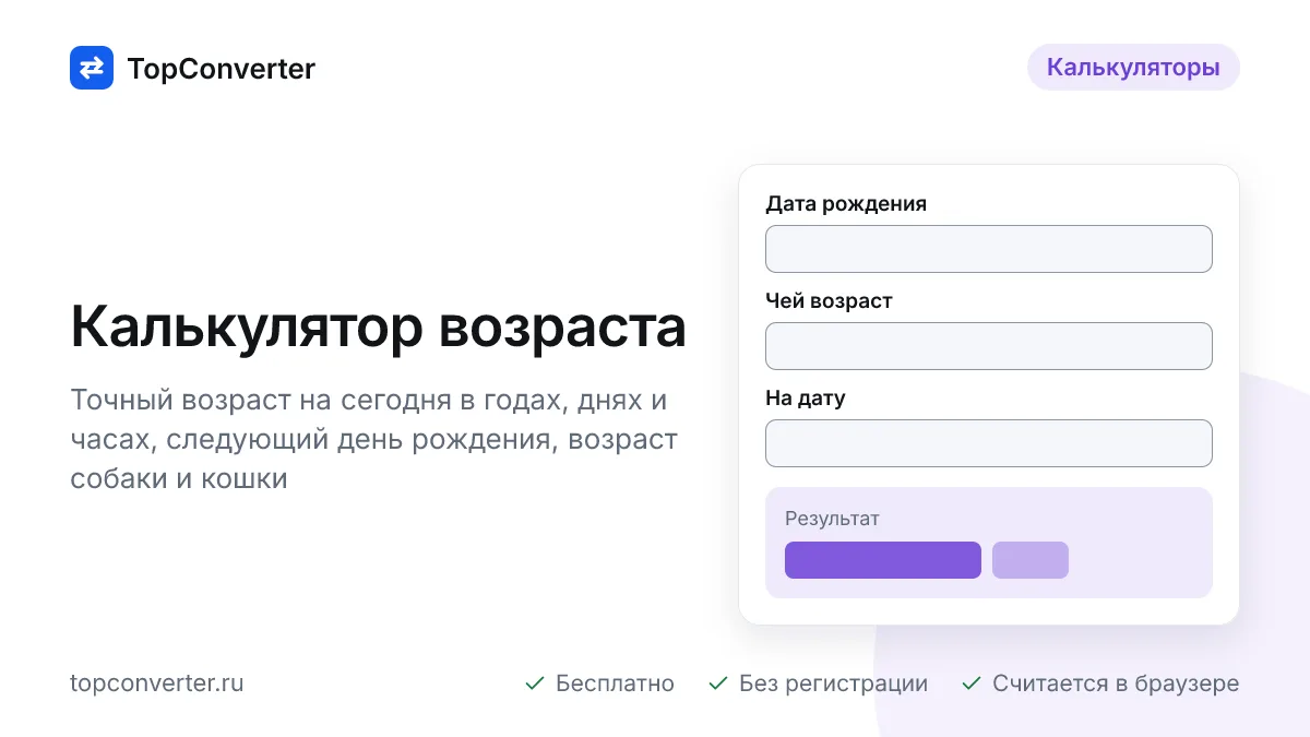 Калькулятор возраста по дате рождения — лет, дней, часов